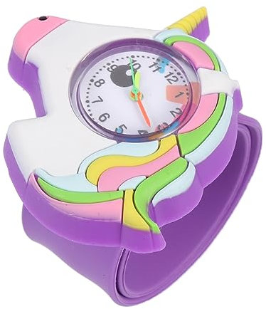 ULTECHNOVO Slap Watch für Mädchen und Jungen, niedliches Einhorn-Muster, Sport-Armbanduhr, für Damen und Herren, Geburtstagsparty, Dekoration, Zubehör, Lila, violett, 22x5cm, Armband