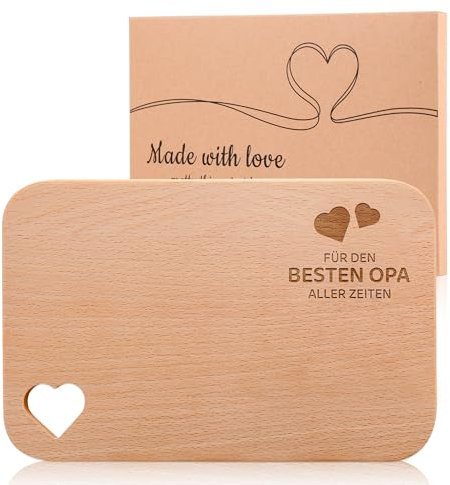Geschenkidee für Opa mit Gravur Für den besten Opa aller Zeiten - Frühstücksbrettchen holz als Weihnachtsgeschenke - Hohles Herz