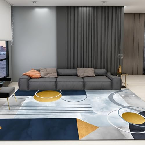 Teppich moderner Teppich weicher Teppich Gelb Blau Grau Geometrisch Abstrakt Design Wohnzimmerteppich kinderteppich 80x160cm