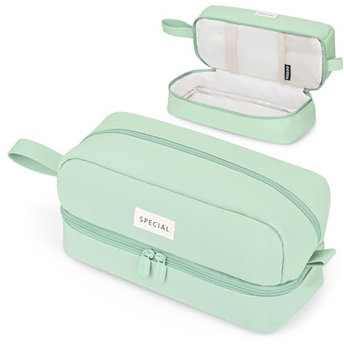 Yoeege Federmäppchen, Federmäppchen groß ästhetisches Federmäppchen für Studenten, Mädchen, Erwachsene, Frauen, Schule, Schreibwaren, Büro, Aufbewahrung, Make-up-Tasche, Grün, U49YX003G