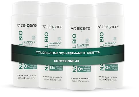 Vitalcare | Natural Bio – Stärkendes Haarshampoo, mit Hafer- und Kamillenextrakten, Shampoo für alle Haartypen, 4 x 250 ml