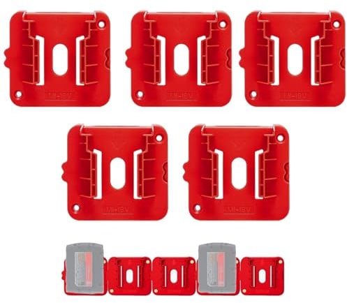 Compatible with Milwaukee Battery Holder,M18 Battery Wall Mount,5Packs M18 Packout Battery Drill Tool Organizer Batteries Storage Rack For Work Van,Wall, Shelf, Toolbox, Garage