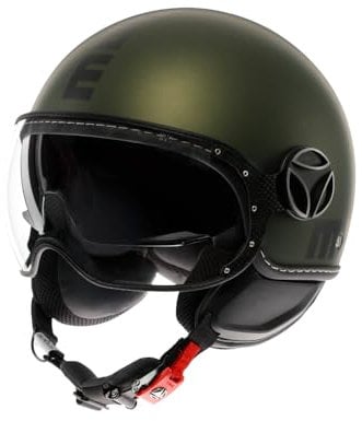 MOMODESIGN - FGTR EVO E2206, Jet Helmet with Sun Visor, Open Helmet for Motorcycles and Scooters, for Men and Women, Matt Green/Black, XL