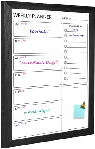 Whiteboard, trocken abwischbar, Wochenkalender, 45 x 60 cm, Schwarz
