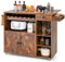 COSTWAY Carrito de Cocina Móvil, Carro de Isla con Encimera Plegable, Estante para Vino, Soporte para Copas, Toallero y Especiero, Carro Rodante para Cocina, Bar y Comedor, Marrón Rústico