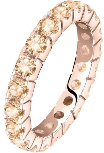 CHRIST Damen-Ring 925er Silber, recycelt Zirkonia 52, Roségold 32027314