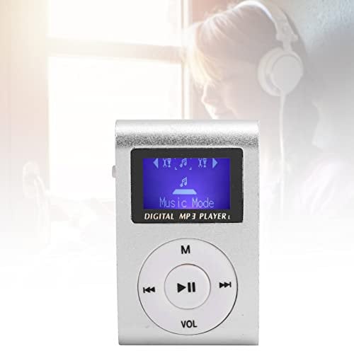 Portable Mini MP3 Music Player, Sports BackClip LCD Mini Screen Media Player, Memory Card Slot Support Up to 32GB, Long Battery Life, Aluminum Alloy Material, for Running Sports