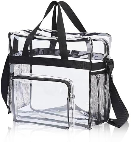 Elepl Borsa Trasparente PVC Grande da Toilette Impermeabile Tote Con Tracolla Regolabile per Cosmetici, Concerti, Viaggio - Donna e Uomo