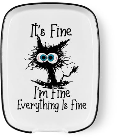 Funny Large Spoon Holder Ceramic Spoon Rest for Stove Top, Farmhouse White Spoon Rest for Chef, Women, Mom, Friend Kitchen Gift, Heat-Resistant Cooking Utensil Rest (I'm Fine)