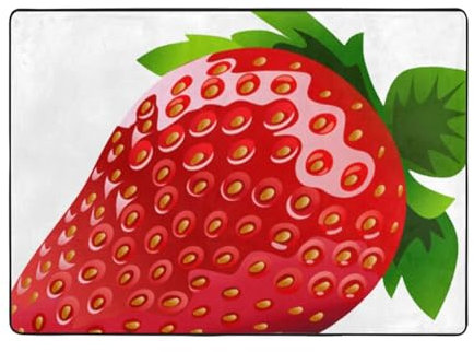 JUEXDEME Clipart-Teppich, Motiv: Erdbeere, weich, flauschig, zottelig, Schlafzimmer, Bodenteppich, große Teppiche für Kinder, Mädchen, Schlafsaal, Kinderzimmer, Nachttisch, 148 x 203 cm