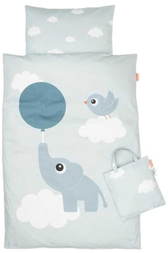 Done by Deer Bettwäsche Junior INT Elphee Blau - Bettbezug 100x140 cm, Kissenbezug 40x45 cm - Oeko-TEX® - 100% Baumwolle mit erstecktem Reißverschluss