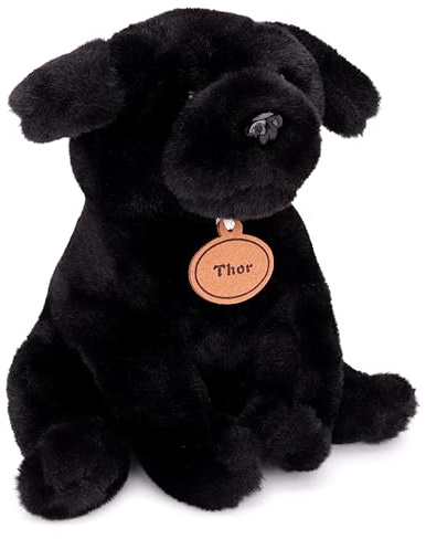 Toyland® 25 cm (10 Zoll) Plüschtier – Sitzender Plüschhund – Geeignet ab Geburt (Thor Schwarzer Labrador)