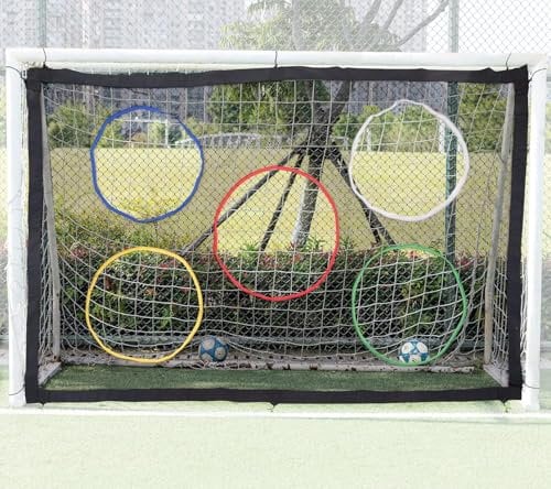 Coverify Fußballtor Torwand Netz mit 5 Schusslöchern, Kinder Fußball Schießübungen eingestellt, Torwand für Fussballtor 3x2m (Fußball Tor Nicht enthalten)
