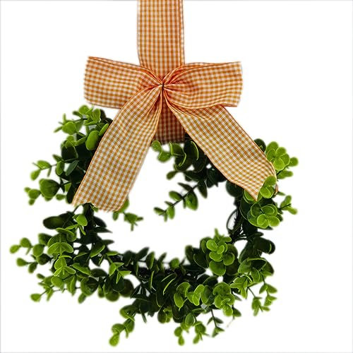 Blausky Weihnachtskranz Türkranz Künstlicher Weihnachtskranz Hängekranz mit Schleifen Weihnachtskranz Deko,Adventskranz Selber Basteln,Dekokranz für Innen und Außen,Kranz Weihnachten,Orange