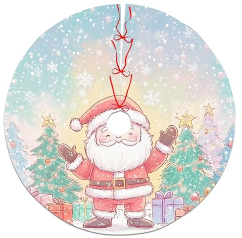 Base per albero di Natale con Babbo Natale, tappetino decorativo colorato per albero di Natale, decorazione invernale per la casa, feste di Natale, interni ed esterni, 121 cm