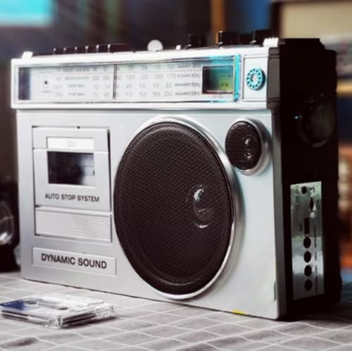 hocvseo Portable Retro Boombox, Retro Bluetooth Cassette Player, Classic 80s Style Retro Boombox CD Tape Player, Support SD/USB Input, for Family Gathering and Travel
