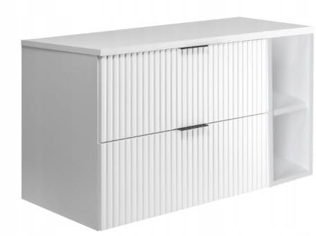RODAN - Unterschränke fürs Bad 100 cm Weiß und Regal und Arbeitsplatte 100 cm Weiß - Waschbeckenunterschrank - Unterschrank Waschbecken mit Zwei leise schließenden Schubladen 46 x100 x 57 cm