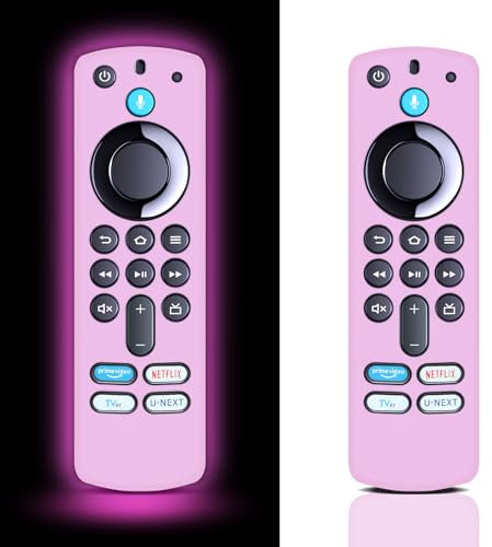 Funda de silicona para mando a distancia Fire Stick TV Glow in The Dark, funda remota para voz Alexa Fire Stick 4K Max 3ª generación 2021 mando a distancia de TV (rosa brillante) -【 2 Pack】