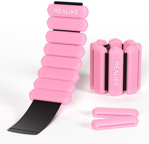 REALIKE Ankle Weights for Women Wrist Leg Adjustable Weighted Wristband for Pilates Yoga Walking Aerobics 2 Pieces in Set 1lb(453.5g) Per Piece