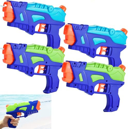 (4 Pack) Water Guns for Kids, Water Pistols Squirt Guns with Trigger for Outdoor Swimming Pool, Best Summer Water Fighting Toys Gifts for Boys Girls, Training Toys for Dogs Cats