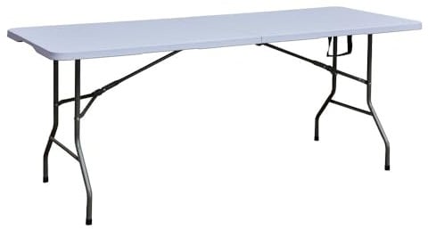 Jet-Line® | klappbarer Gartentisch Nikolaus | 180x70x74 cm | Tragbarer Klapptisch aus Kunststoff | ideal für Garten, Terrasse, Camping, Balkon | Klapptisch mit Tragegriff | Campingtisch in Weiß