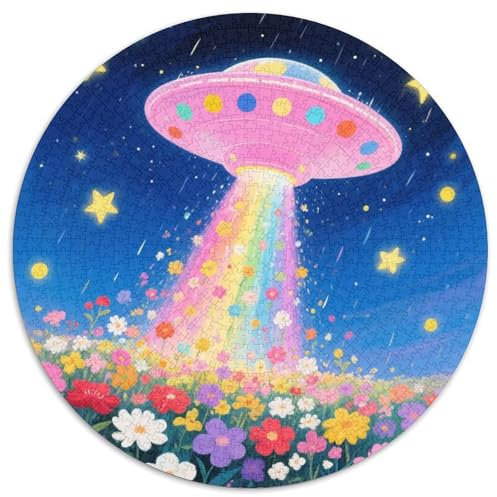 1000 Teile UFO Puzzle Für Erwachsene Und Kinder aus Karton Pädagogisches Spiel Rosa UFO Blumen Puzzles Dekoration Einzigartiges Geschenk 1000pcs (67.5x67.5cm)