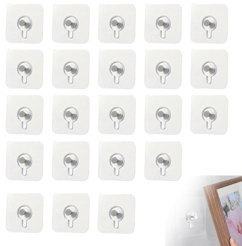 XJUDA Self Adhesive Picture Hooks 22 Pcs Wall Stickers for Picture Hanging Hanging Pictures Without Nails for Photo Frames, Keys, Lamps
