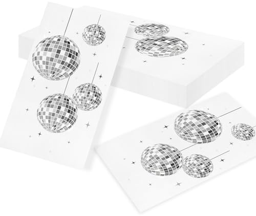 LaVenty Disco Party Servietten Silberfolie Gästetuchpapier Retro | Disco Party Servietten Silberfolie Gästetuchpapier Retro Partyzubehör Servietten für Hochzeit Abschlussfeier