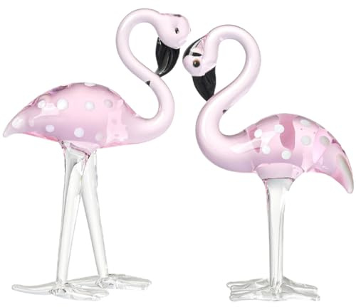 Cabilock 2 Stück Kristall Flamingo Figuren in Rosa Wohnzimmerdeko mit Verschleißfester Oberfläche als Fotografische Requisite für Innen und Außenbereich