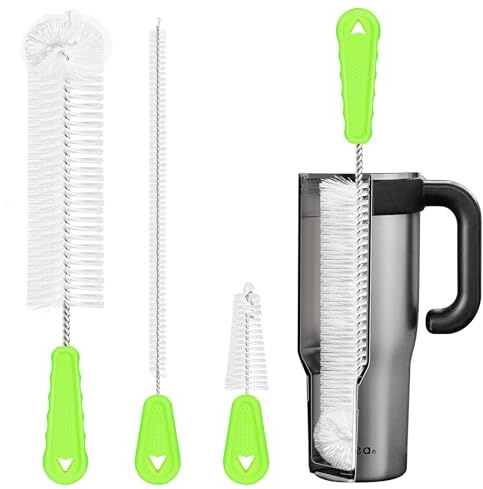 AZLIFEEU 3-in-1 Bottle Brush Set, Non-Scratch Water Bottle & Straw Cleaner | 13 Inch Long Handle Bottle Brushes for Cleaning Water Bottes, Baby Bottles, Drinking Glasses, Tumblers & Mugs
