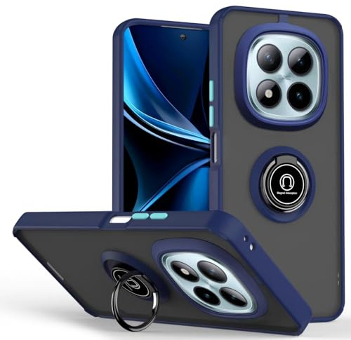 JNERBUYI Bumper Handyhülle für Xiaomi Redmi Note 15 Pro+ Plus/Poco M8 Pro mit Ring, Schutzhülle mit 360°Magnetring, Hülle Stoßfeste mit Ständer. Robuste Cover Case. Königsblau