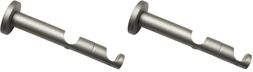 Gardinia Kombiträger mit Metallmontageplatte für Gardinenstangen, 2-läufig, Offen, Alle Montageteile inklusive, Serie Kira, Ø 19 mm, Metall, Silber (Packung mit 2)