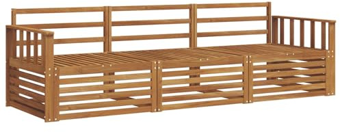 vidaXL Outdoor-Sofagarnitur 3 pcs Natur Massivholz Akazie, Garten, modernes Ecksofa, belastbare Gartenmöbel, Lounge für Terrasse, ideales Set für Balkon
