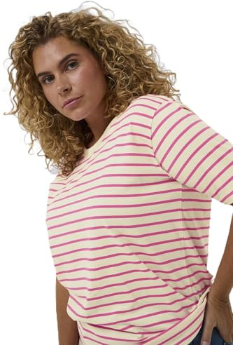 KAFFE CURVE T-Shirt KCWinni XL, Ant. White/Beetroot Stripe