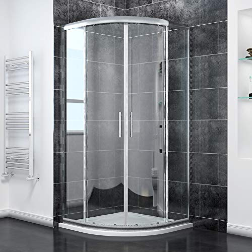 ZANOFIRA 1200 x 800 x 1850mm Quadrant Shower Enclosure 6mm Safety Tempered Clear Glass Corner Entry Cubicle Double Curved Sliding Glass Door Reversible for Wet Room Modern Bathroom
