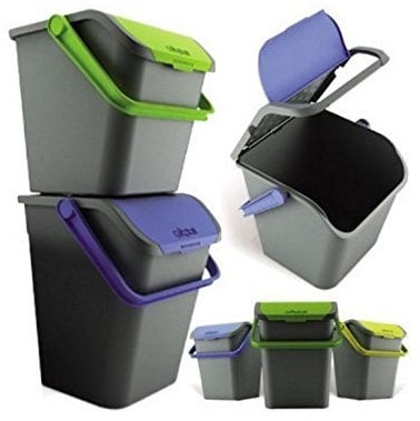IRPot – Lot de 3 poubelles Ecologic 28 l, EC28, pour tri sélectif