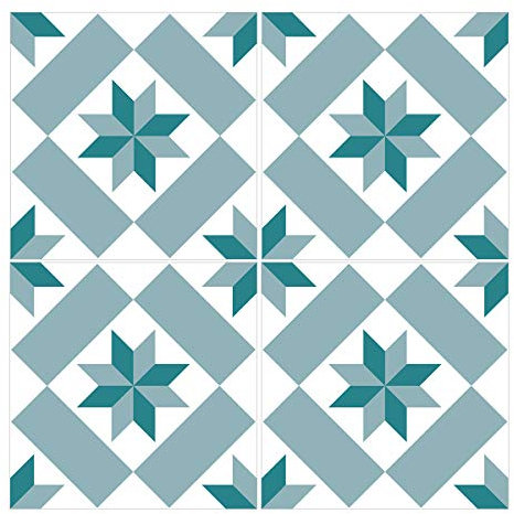 Wandkings Fliesenaufkleber 4er Set - Wähle ein Muster & Größe - Aileen - 33 x 33 cm - Farbe: Türkis