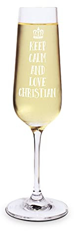 printplanet® Graviertes Sektglas - Leonardo® Sektglas mit Gravur (mit Name oder Text personalisiert) - Design Keep Calm