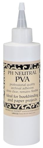 Books By Hand Acid Free Archival pH Neutral PVA Adhesive 8oz. Professional Adhesive. Bookbinding/Paper Projects. Dries Clear, Remains Flexible. Protects from Harmful Particles. BBHM217