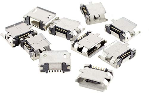 sourcing map 10 STK. Micro USB Buchse Typ B Buchse 180 Grad 5 Pölig SMD SMT Lötanschluss