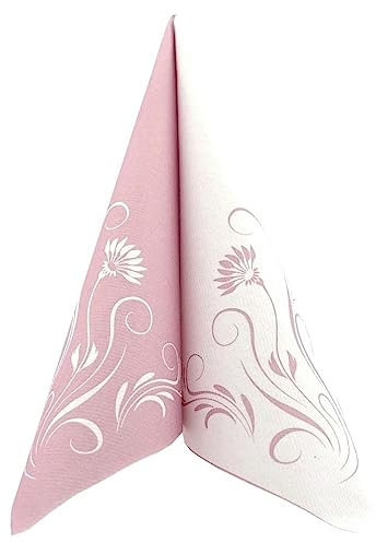 50 Servietten Blumen 40x40 cm stoffähnlich Airlaid - Elegantia, Farbe:pastell altrosa