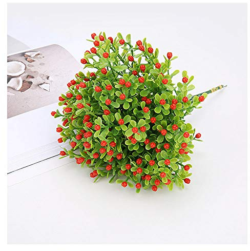 YMZ Kunstpflanze für den Innen- und Außenbereich, UV-Schutz, Wildblumen-Grün, Strauch aus Kunststoff, Blumendekoration, Party-Dekoration, 1 Stück