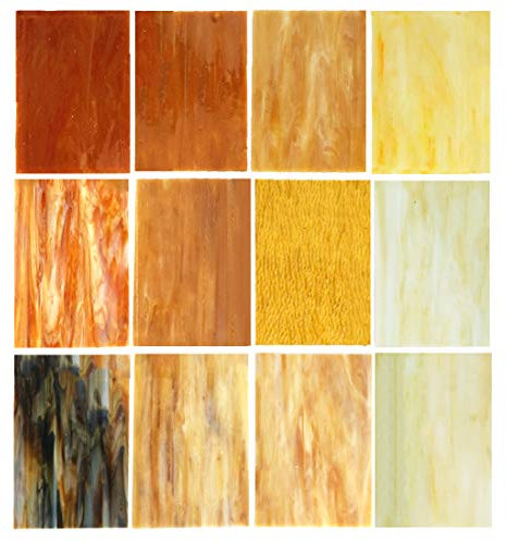 Lanyani Buntglasplatten, 10,2 x 15,2 cm, Tiffany-Glas, gemischte Texturen, 10 Blatt