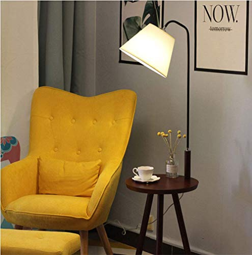 SHENGXUAN Classique Lampadaire sur Pied en Bois, Noir Lampadaire Trépied Moderne avec Étagères Bois, Abat-jour en Tissu, Économie D'énergie Lampe de Lecture pour Salon, Chambre, Bureau, Etudier