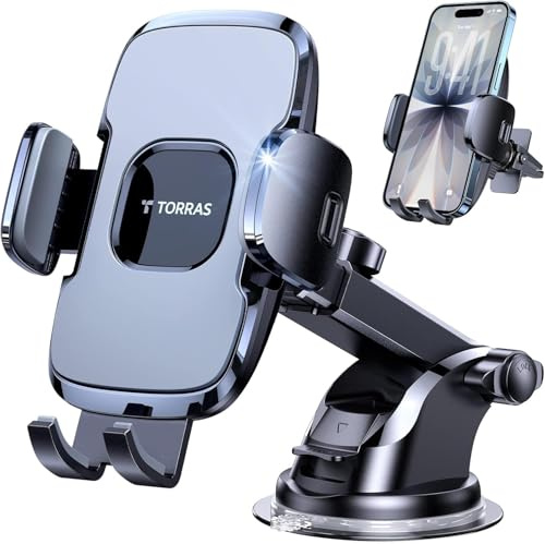 TORRAS 3-in-1-Handyhalterung für Armaturenbrett, Windschutzscheibe, kompatibel mit iPhone 12, 11, 11 Pro Max, SE, XS, XR, 8 Plus, Galaxy S20, Note 20 Ultra