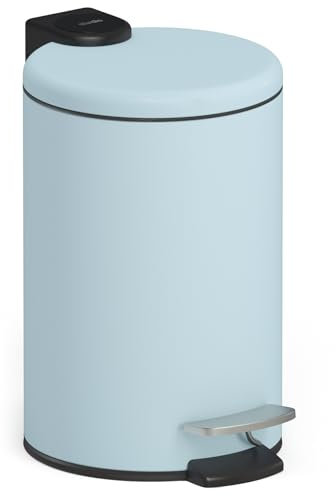 stardis 3 Liter Treteimer Edelstahl Pastell blau matt mit Absenkautomatik Klappdeckel leise schließend Softclose mit Inneneimer Kosmetikeimer Mülleimer Abfalleimer Badezimmer