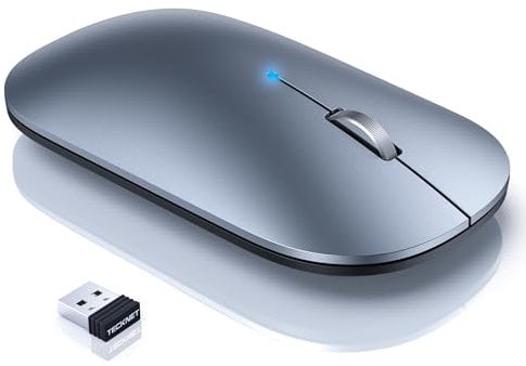 TECKNET Rechargeable Wireless Mouse for Laptop, Three Modes Bluetooth Mouse (BT 5.0/3.0+ 2.4G Wireless), Silent and Ultra Thin Portable Mouse 4000 DPI Compatible for MacBook, Windows, Android iOS
