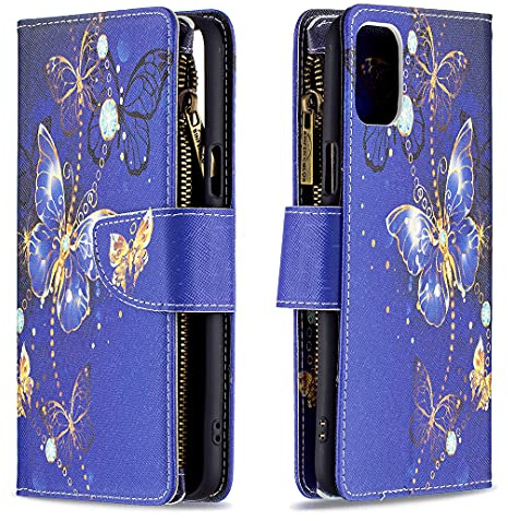ShinyCase Für LG K42 Case, PU Leder Geldbörsen-Etui Netter Ledertasche Schutzhülle Stand Magnetverschluss Fächern Karten Handyhülle für LG K42 Verträumter Schmetterling