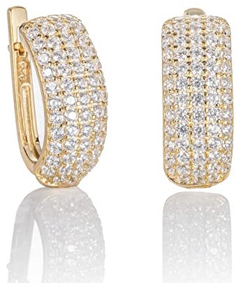 namana Gold Creolen für Frauen, vergoldete 925 Sterling Silber Reifen-Ohrringe für Damen mit Cubic Zirkonia Edelsteinen. Goldene Huggie-Ohrringe in Sterling Silber mit Geschenkbox