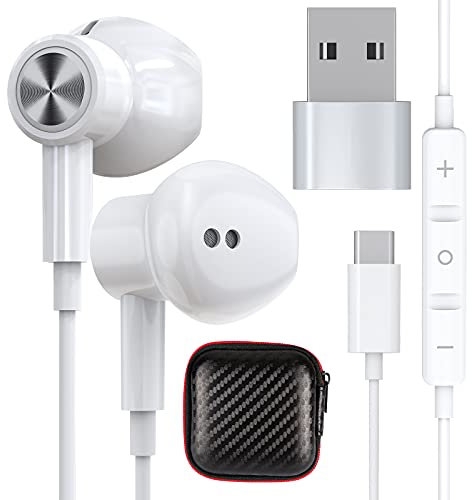 TITACUE Cuffie USB C HiFi Stereo Magnetic di tipo C con cavo e microfono PC, cuffie con adattatore USB C a A per Samsung S23 Ultra S22 S21 Plus S20 FE A53 A33 OnePlus 11 10 9 Pro MI 12 iPad Pro Laptop